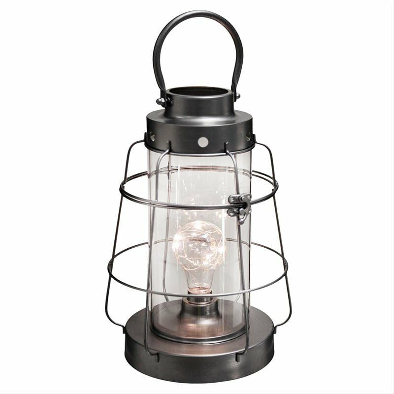 Lanterne led en Métal et Verre 30cm - Noir Silumen