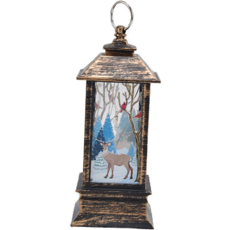 Lanterne LED portable Père Noël à suspendre - Décoration de Noël en bronze pour la maison