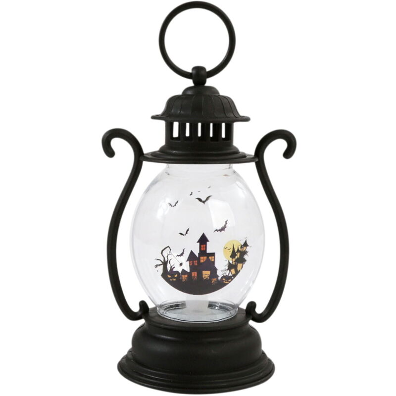 Lanterne led rétro - Lampe portable rétro d'Halloween - 3 motifs décoratifs pour bureau, table de chevet et mur de salon