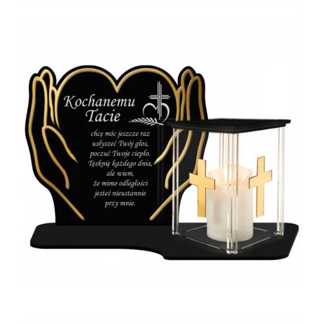 Lanterne LED XL haut de gamme en forme de cœur doré pour tombes et cimetières