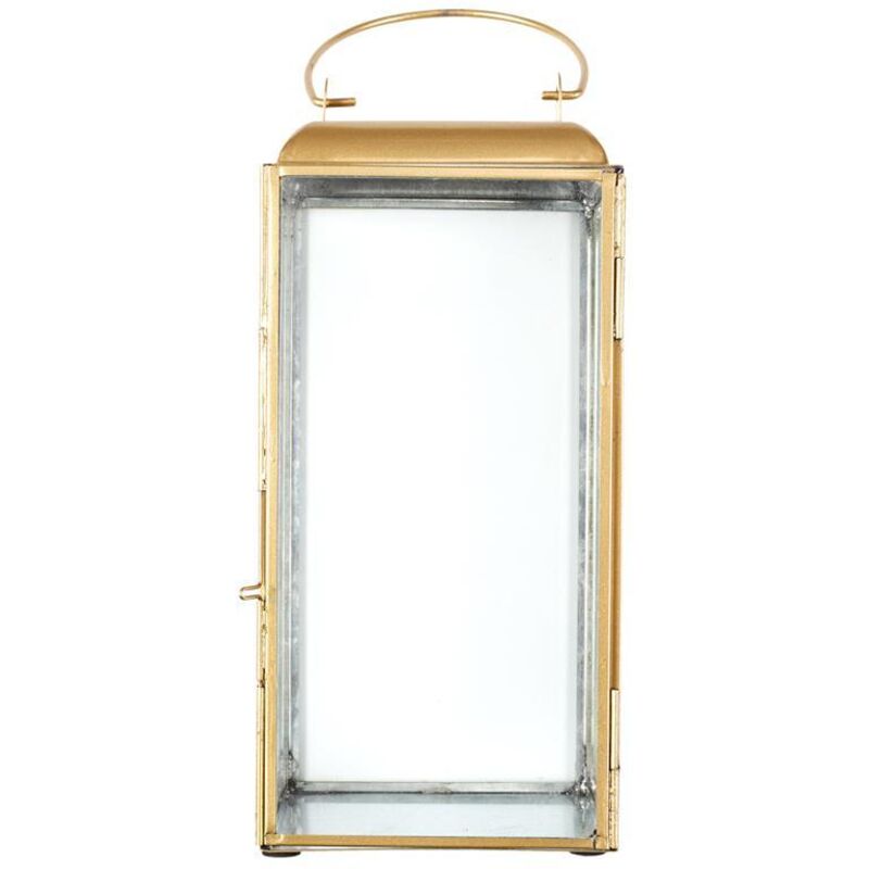 Lanterne Metal Dore Et Verre H30cm