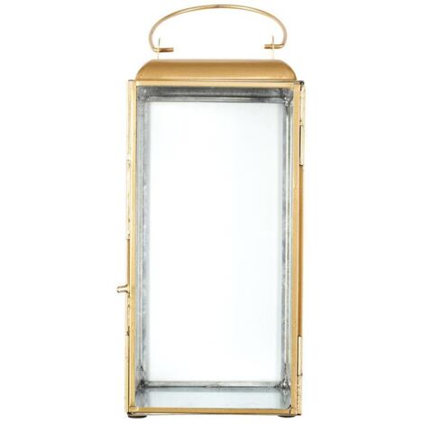 Lanterne Metal Dore Et Verre H30cm