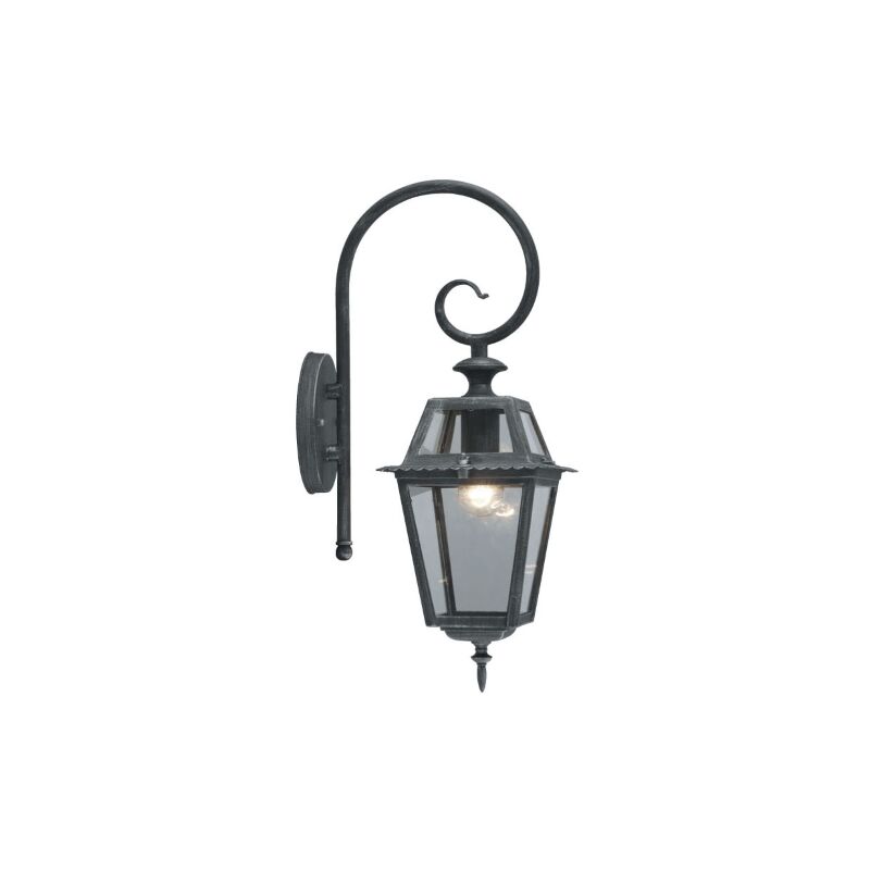 Lanterne Milano avec bras 20x20x50 cm en fonte d'aluminium grise 100 W lampes e'cran de protection en verre pour usage exte'rieur