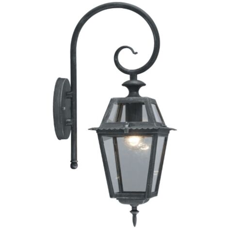 Lanterne Milano avec bras 20x20x50 cm en fonte d'aluminium grise 100 W lampes e'cran de protection en verre pour usage exte'rieur