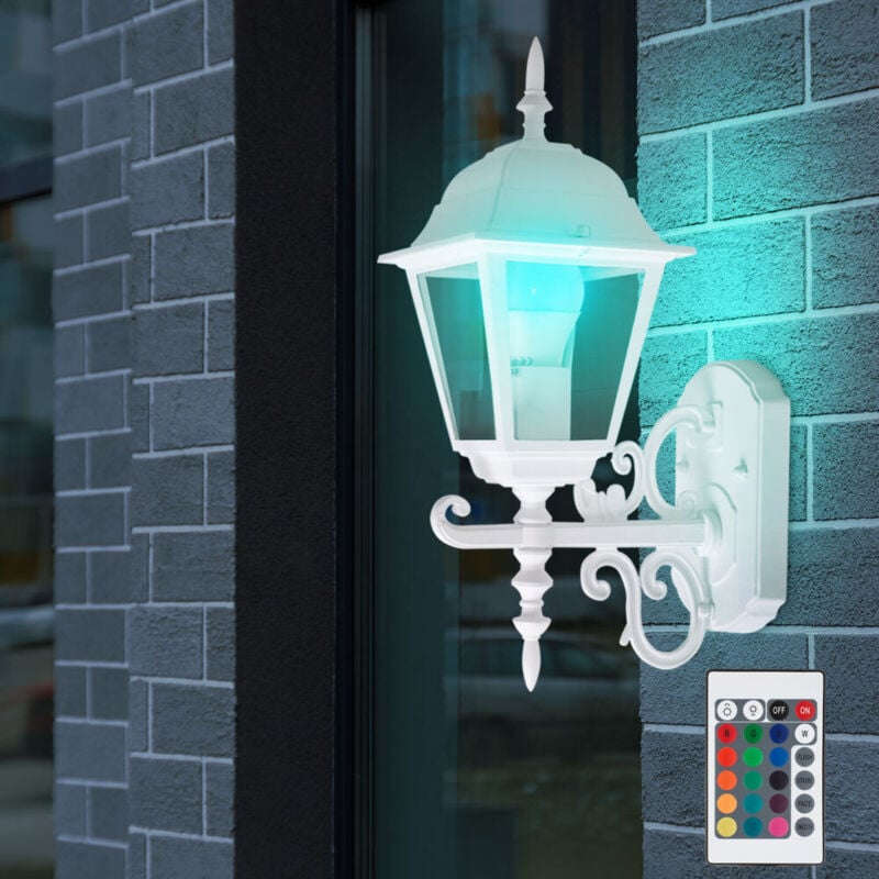 Lanterne murale extérieure télécommande façade lampe alu dimmable dans un ensemble comprenant des lampes led rgb