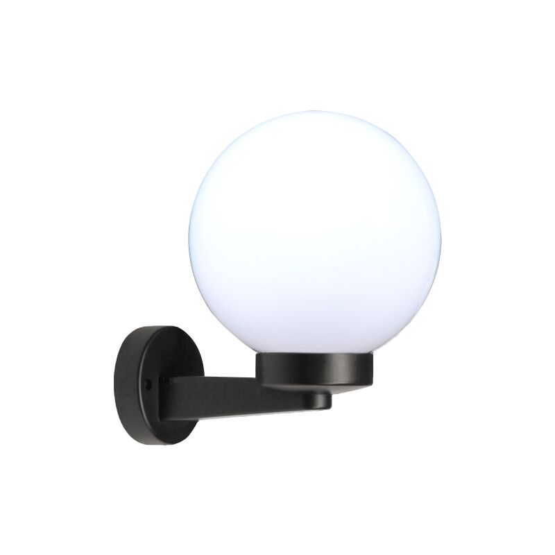 Lanterne murale avec sphe're 20 cm en re'sine antichoc blanche pour jardin exte'rieur