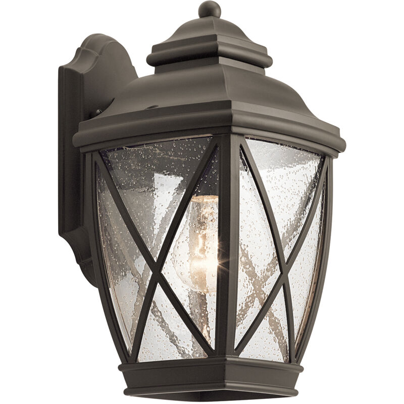 Elstead Außenleuchte Wandlampe Alu Glas H 34, 1 Cm Bronze Laterne Gartenlampe Klassisch