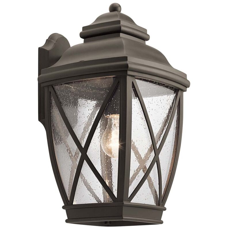 Elstead Außenleuchte Wandlampe Alu Glas H 43, 2 Cm Bronze Laterne Gartenlampe Klassisch