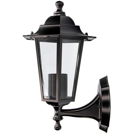 Lanterne Murale en Aluminium et Verre IP44 E27 60W Couleur Noir Ø19,5x21x32cm Modèle Zurich EDM