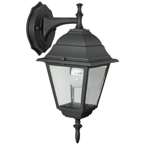 Lanterne New York Baby avec bras en aluminium noir e'cran de protection en verre 15x15x35 cm pour lampes 60 W pour usage exte'rieur