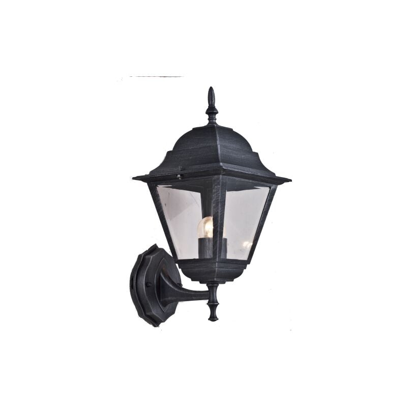 Lanterne New York a' bras bas cm 41 h en fonte gris aluminium e'cran en verre pour lampes 60 w pour jardin exte'rieur