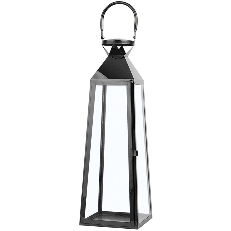 Beliani - Lanterne au Design Moderne en Acier Noir et en Verre de Sécurité pour Intérieur et Extérieur 42 cm de Hauteur