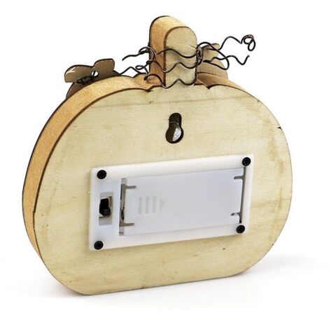 Lanterne Pumpkin LED Batterie Décor Halloween Bois Naturel 11cm Lumière Fête Sécurisée