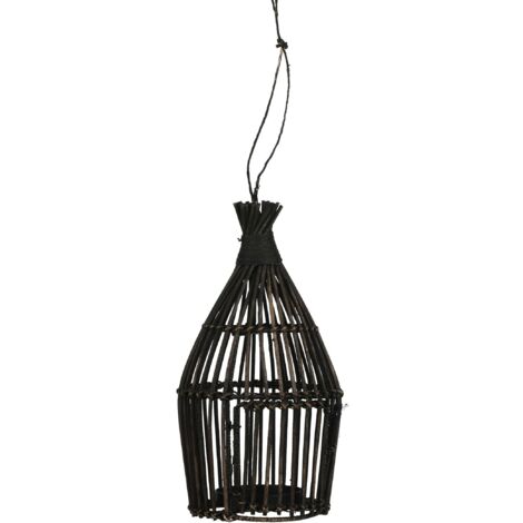 Lanterne rattan noir à suspendre H 35 cm