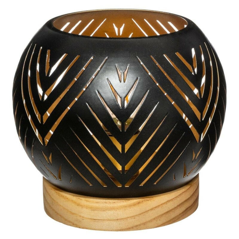 Atmosphera - Lanterne ronde exotique led en métal - Design 1 - Noir - d 14,5 x h 13,5 cm - Livraison gratuite