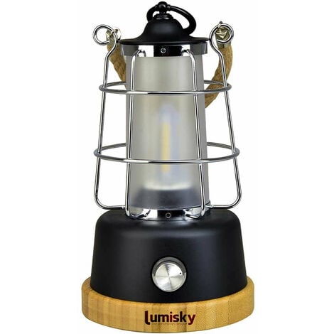 Lanterne sans fil LED WILDY Noir Métal H23CM - Noir
