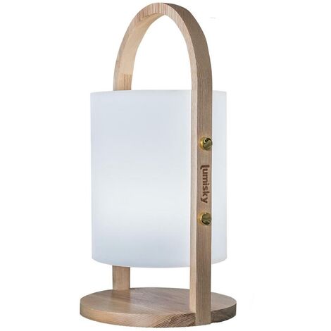 LUMISKY Lanterne sans fil LED WOODY Bois clair Bois naturel H37CM