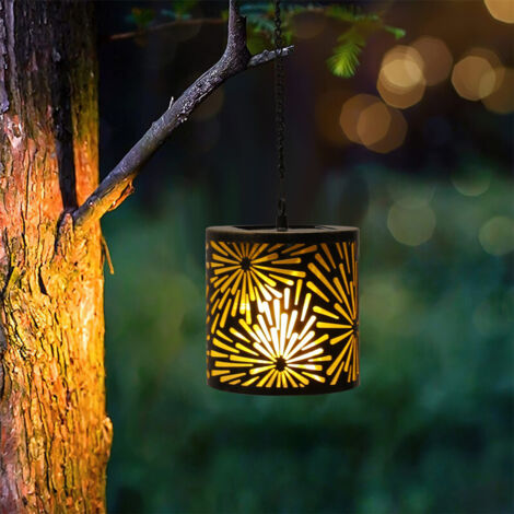 Lanterne solaire 3D rétro pour extérieur, cour ou jardin, lampe décorative suspendue
