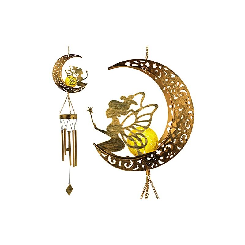 Lanterne solaire à LED - Lumière blanche chaude - Suspension pour fête, jardin, cour, paysage, chemin, lune