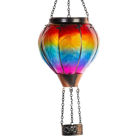 Lanterne solaire à LED SMD arc-en-ciel, luminaire décoratif d'extérieur à suspendre, idéal pour les fêtes, avec poignée (lanterne arc-en-ciel)