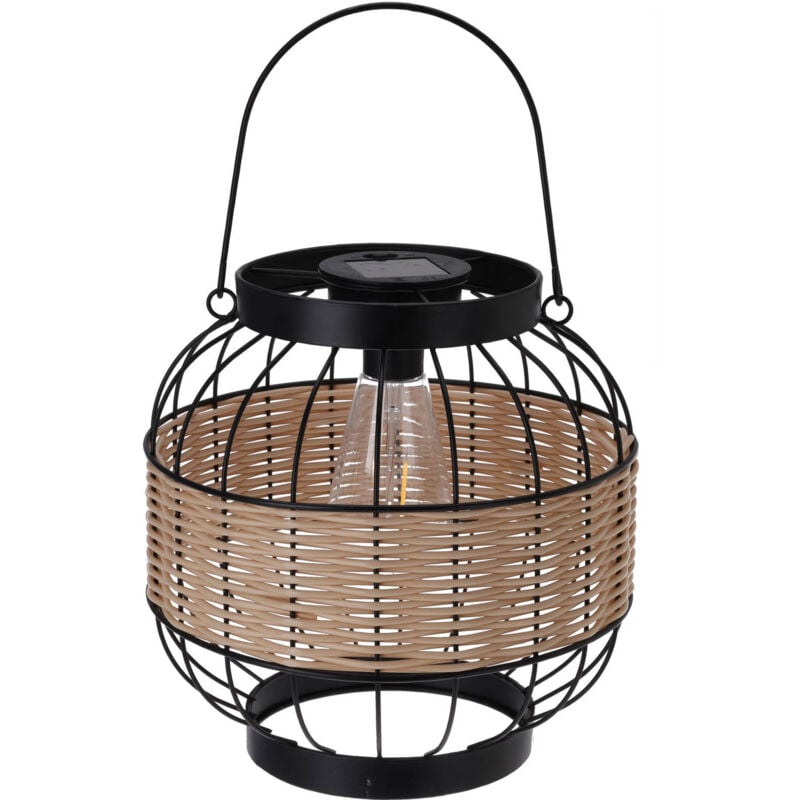 Lanterne solaire avec décor tressé et poignée large, Ø 24 x 24 cm