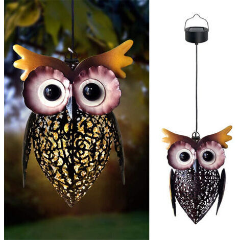 Lanterne solaire creuse à LED à suspendre pour extérieur, vintage, mignonne hibou, lanternes en métal, lampe étanche pour jardin, terrasse, porche, décoration, cadeaux