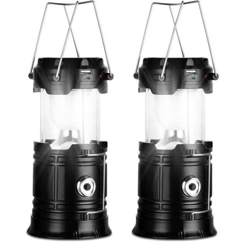 Lanterne Solaire de Camping, Lot de 2 de Lampe Torche pour Eclairage Extéieur, Portable Lampe de Camping Imperméables IP54