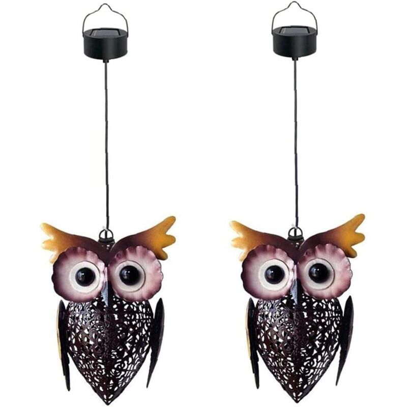 Lanterne Solaire de Jardin Hibou - Lumière Suspendue - Fer Décoratif - 2PCS