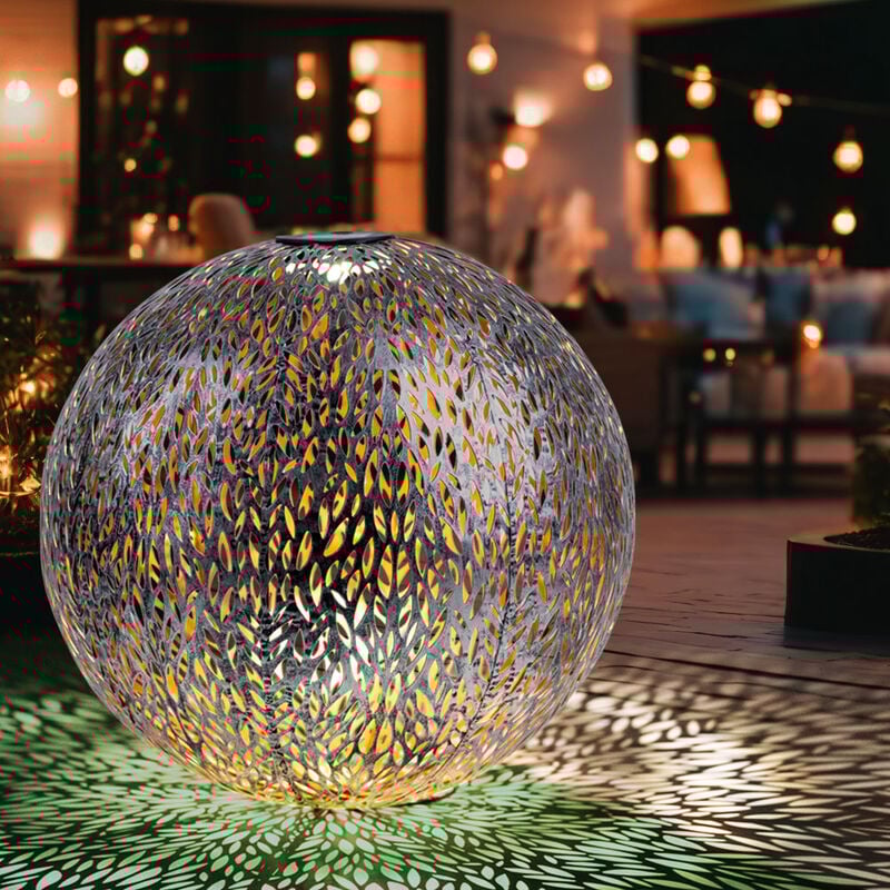 Globo - Lanterne solaire de jardin lampe solaire led enfichable IP44, terre pointue, motif métallique or antique gris argent, 1x led 3000K, DxH 27x38