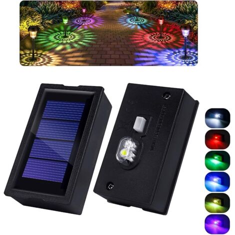 Lanterne Solaire de Remplacement avec Ampoules LED, 4 x 7 cm Rectangulaires, Blanc Froid et RVB, Emplacement de Lampes de Jardin, Lampes Suspendues pour décoration de Jardin et de Terrasse, 2 pièces