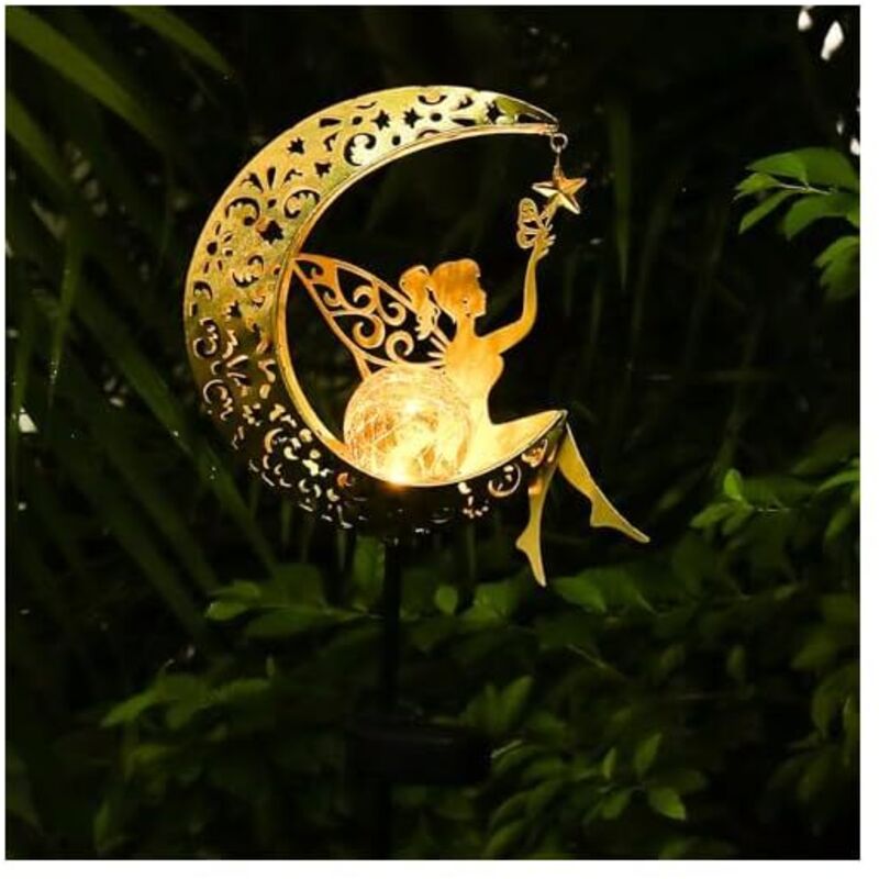 Lanterne Solaire Décorative pour Jardin - Boule en Verre Fissuré Étanche avec LED Jaune Chaud - Éclairage Solaire pour Allée, Pelouse, Terrasse ou
