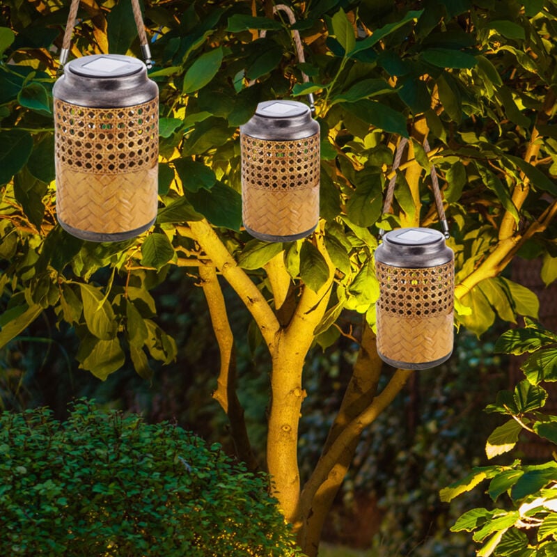 Lanterne solaire lumineuse d'extérieur, lanterne solaire décorative bohème, lanterne solaire pour jardin extérieur, à suspendre, led, DxH 12 x 16 cm,