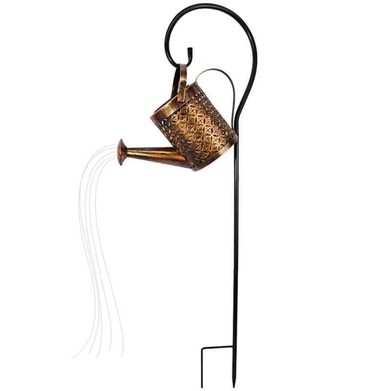 Lanterne solaire d'extérieur étanche, arrosoir en métal, lampe solaire à led avec crochet de berger pour décoration de jardin à l'extérieur, lampes