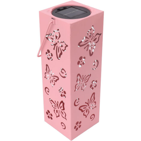 Lanterne solaire d'extérieur, lumière LED, allumage automatique, lampe décorative étanche pour le jardin et la cour arrière, couleur rose.