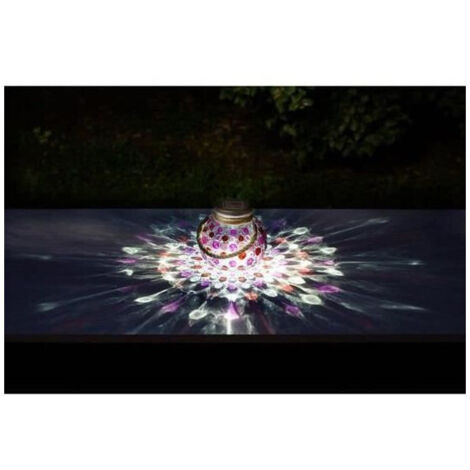 Lanterne solaire effet 3D ROUGE à poser ou suspendre, éclats projetés comme des pétales de lumière