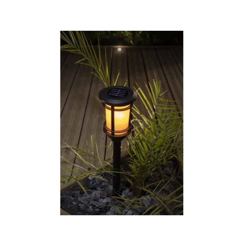 Lanterne solaire effet flamme naturelle Galix 33 led vacillantes - abs thermoformé - 64/53 x 13,4 cm