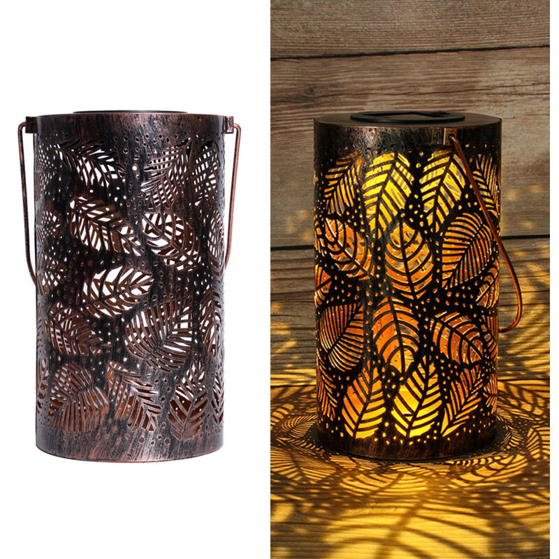 Lanterne Solaire Extérieur Étanche - led, Décoration Métallique, Feuilles Creuses, Pendaison, Jardin