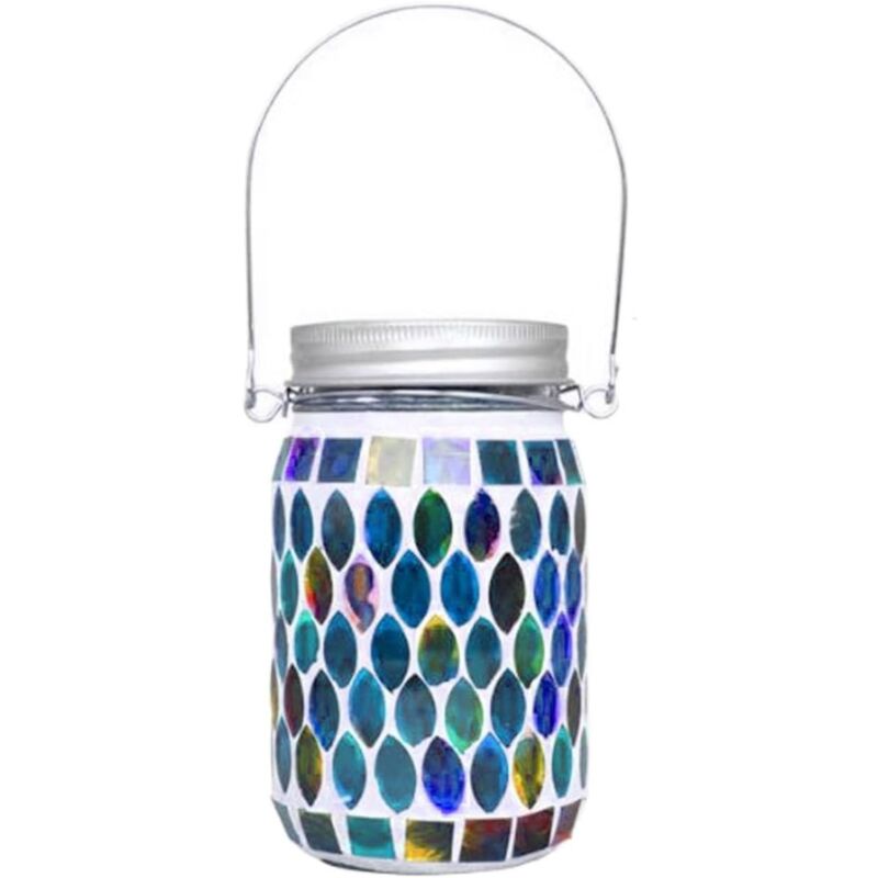 Lanterne Solaire Extérieur - Lampes Solaires étanches en verre à Changement de Couleur - Lanternes Mosaïque à Suspendre pour Extérieur
