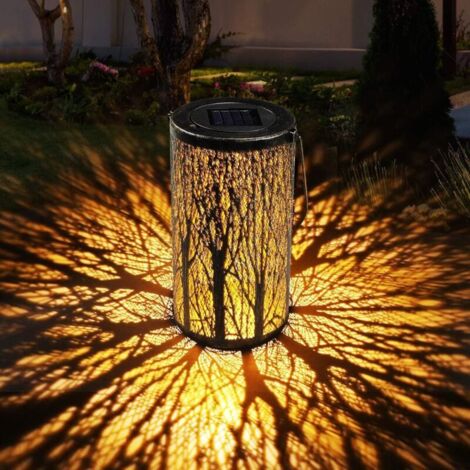 Lanterne Solaire Exterieur Lanterne Solaire Jardin Étanche Lampe Suspendue Lanterne Sans fil Rechargeable Lumière Accrochant Éclairage Décorative pour Patio Pelouse Couloir Allée Halloween Noël