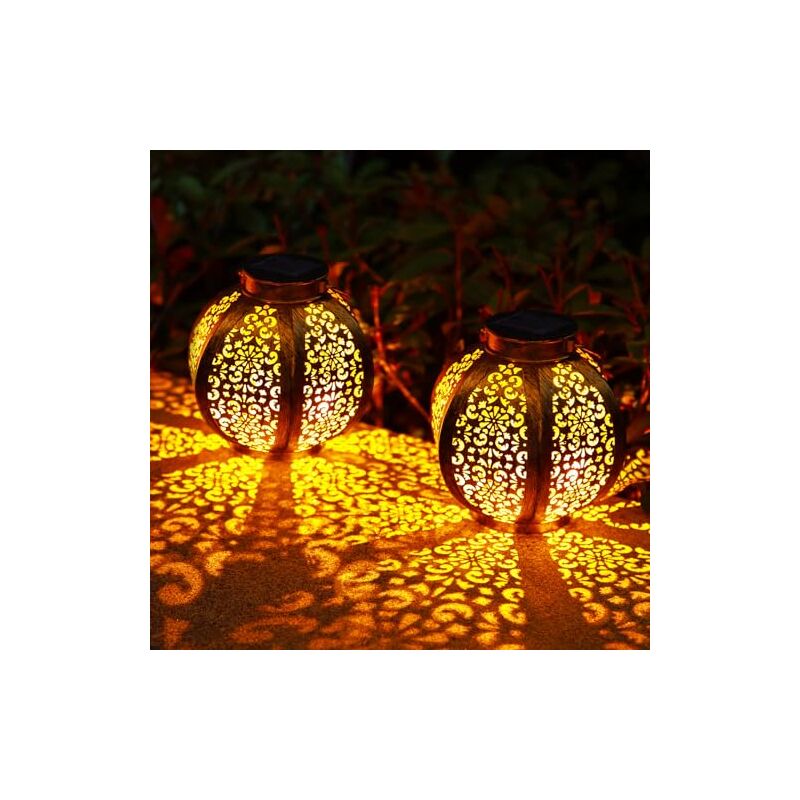 Lanterne Solaire Exterieur, OxyLED Lampe Solaire Exterieur 2 Suspendue Decoration Jardin Lampe Solaire Exterieur pour le Patio la Table le Deco Blanc