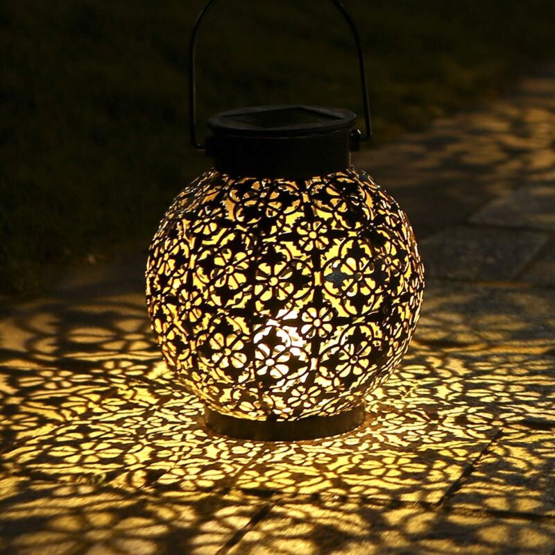 Lanterne Solaire Extérieure Étanche IP44 Sans Fil Rechargeable - led Lampe de Jardin Patio Courtyard [Classe énergétique a+]
