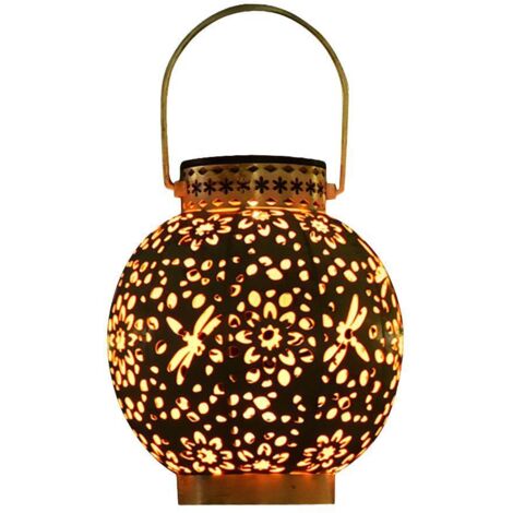 Lanterne Solaire Extérieure Jardin avec Découpe Ombre Portée, Luminaire Solaire Suspendu Éclairage Paysager