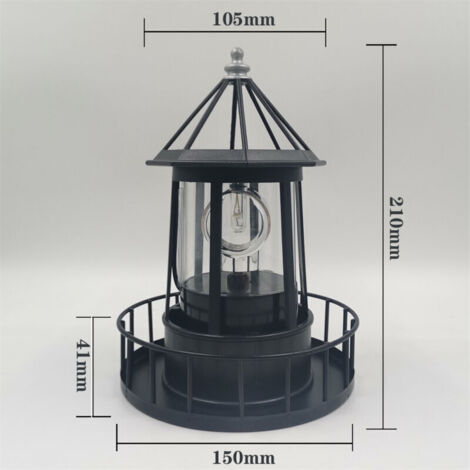 Lanterne solaire extérieure LED noire avec rotation, pour allée, patio et jardin – lot de 1