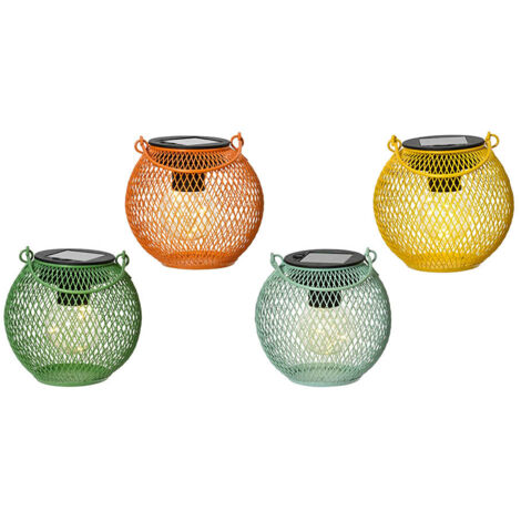 Lanterne Solaire Fixe En Fer Couleurs Assorties