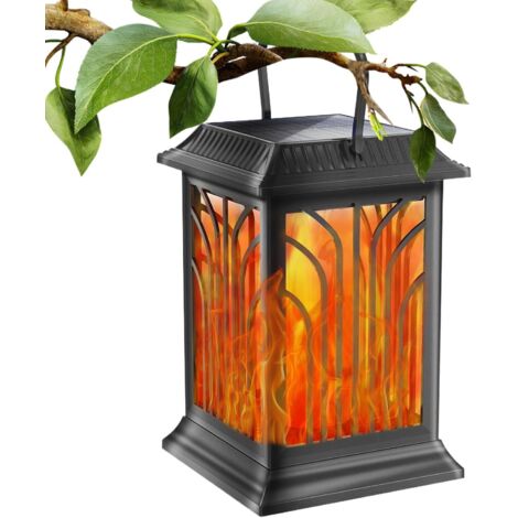 Lanterne Solaire Flamme Dansante - Lampe de Tente Automatique Étanche -