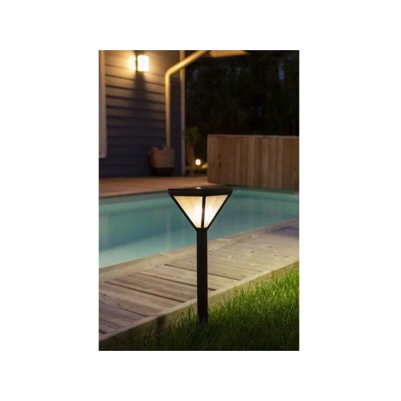 Galix - Lanterne solaire inox verre perlé 25 lumens blanc chaud