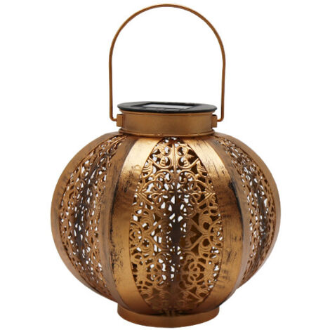 Lanterne Solaire Jardin Décoration Extérieur Étanche Luminaire Solaire Patio Décoratif Métal Lampe de Patio pour Pelouse Patio Fête Décorations
