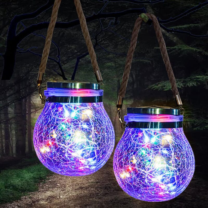 Kcvv - Lanterne Solaire Jardin,2 Pièces Lanterne Solaire Suspendue Exterieur avec 20 led Étanche Solaire Lanterne Eclairage Decorativ pour Jardin