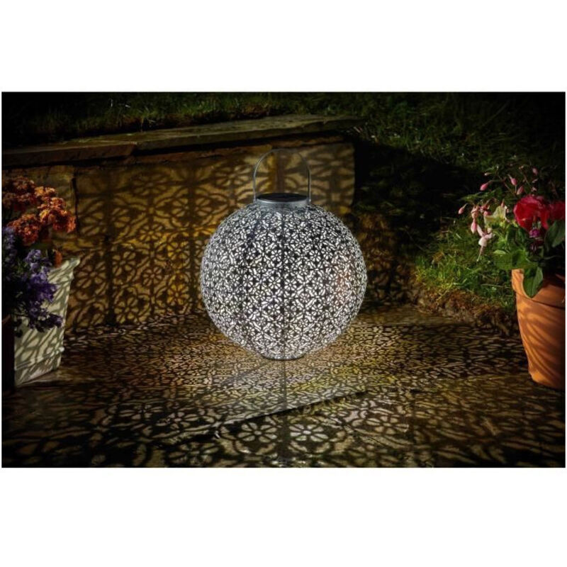Lanterne solaire Jumbo Damasque en métal ajouré
