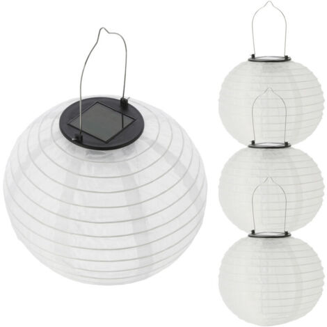 Lanterne solaire LED en nylon - lot de 4 20 cm - éclairage décoratif de jardin blanc chaud - lanterne solaire boule lumineuse décoration de fête pour extérieur résistant aux intempéries